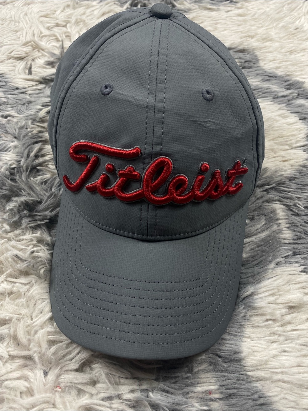 Titleist Golf Baseball Cap Gray Red Pro V1 FJ Adjustable Embroidered OS Hat